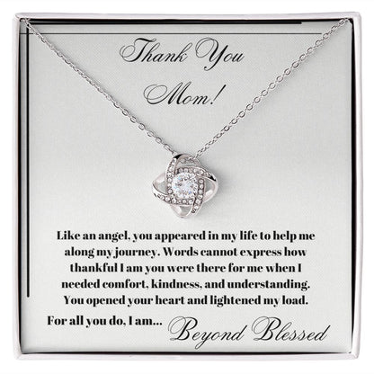 Thank you mom love knot necklace